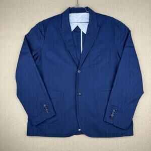 Alex Mill Mercer Blazer Mens XL Navy Blue Linen Cotton Unstructured 2 Button EUC